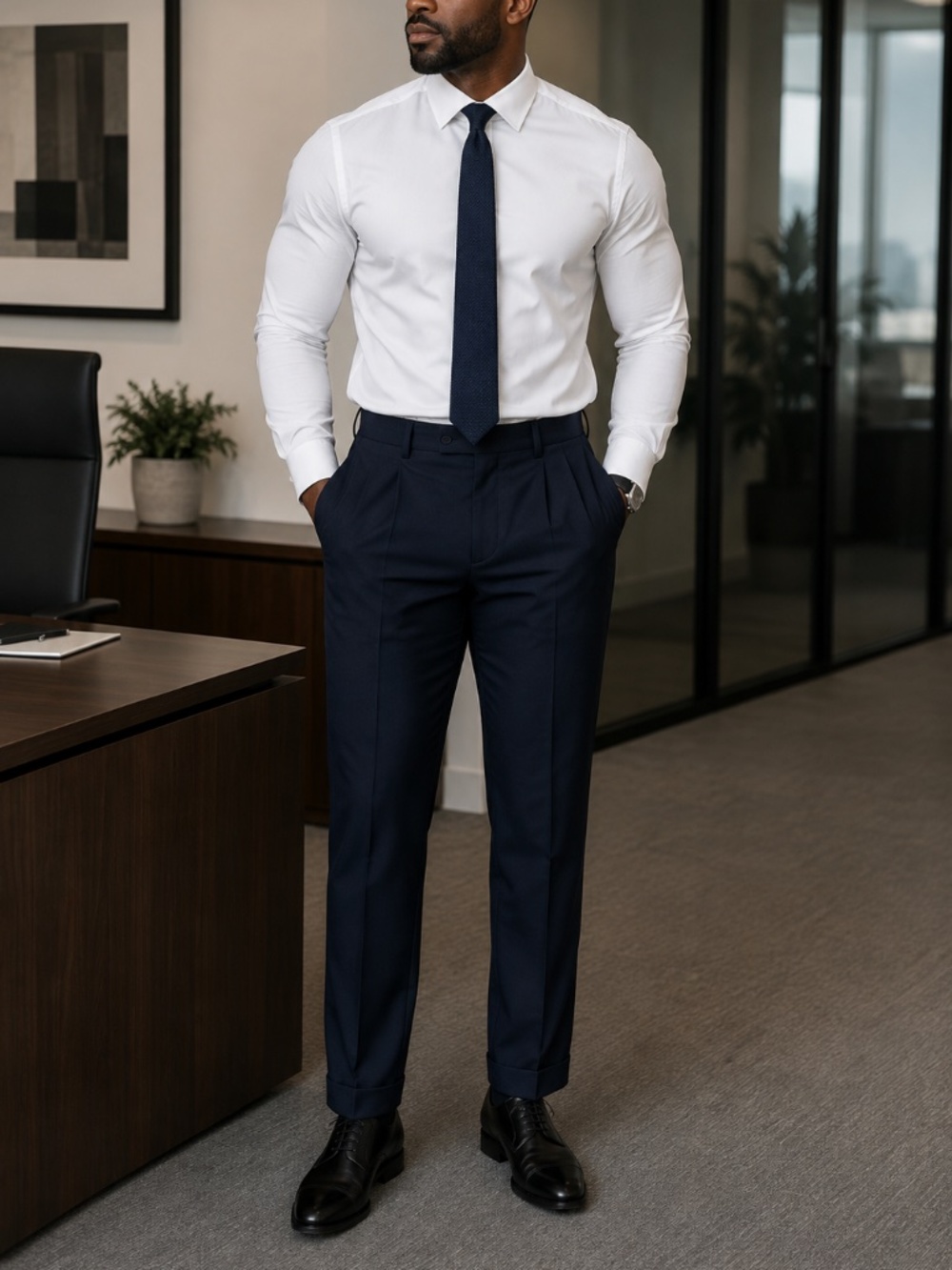 Lauren Ralph Lauren High Performance Wool Dress Pants Men's 36x29 Navy Pleated